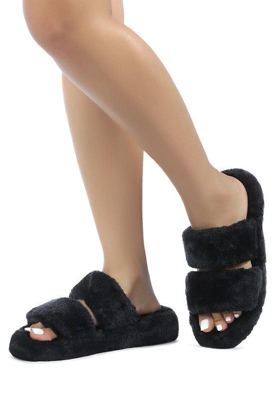 SMOOTHIE FUR SLIP-ON FLATS - Klazzi Fashion Boutique