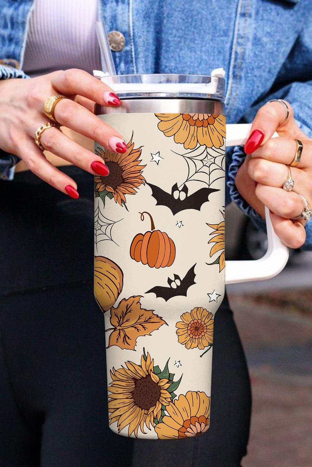 Spooky Bats and Sunflowers Halloween Stainless Steel Cup