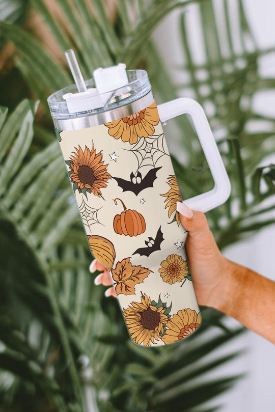 Spooky Bats and Sunflowers Halloween Stainless Steel Cup