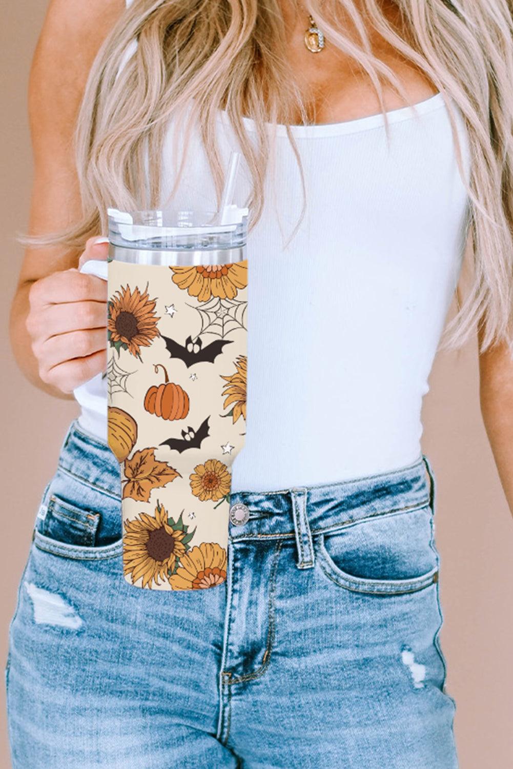 Snow White Halloween Pattern Print Handled Stainless Steel Vacuum Cup - Klazzi Fashion Boutique