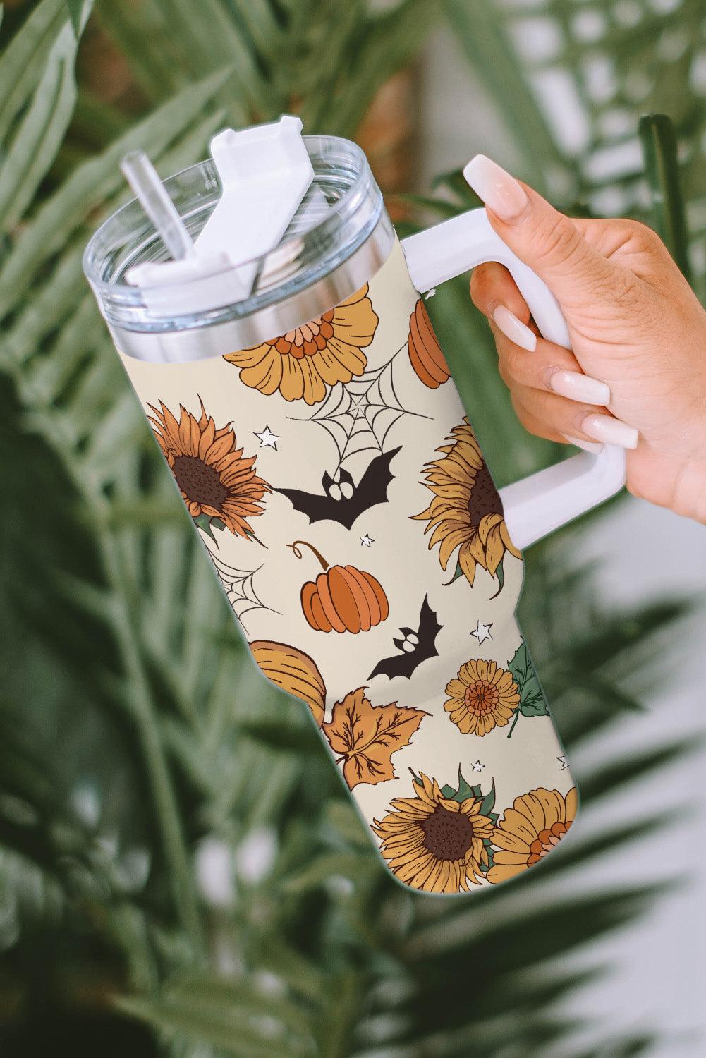 Spooky Bats and Sunflowers Halloween Stainless Steel Cup