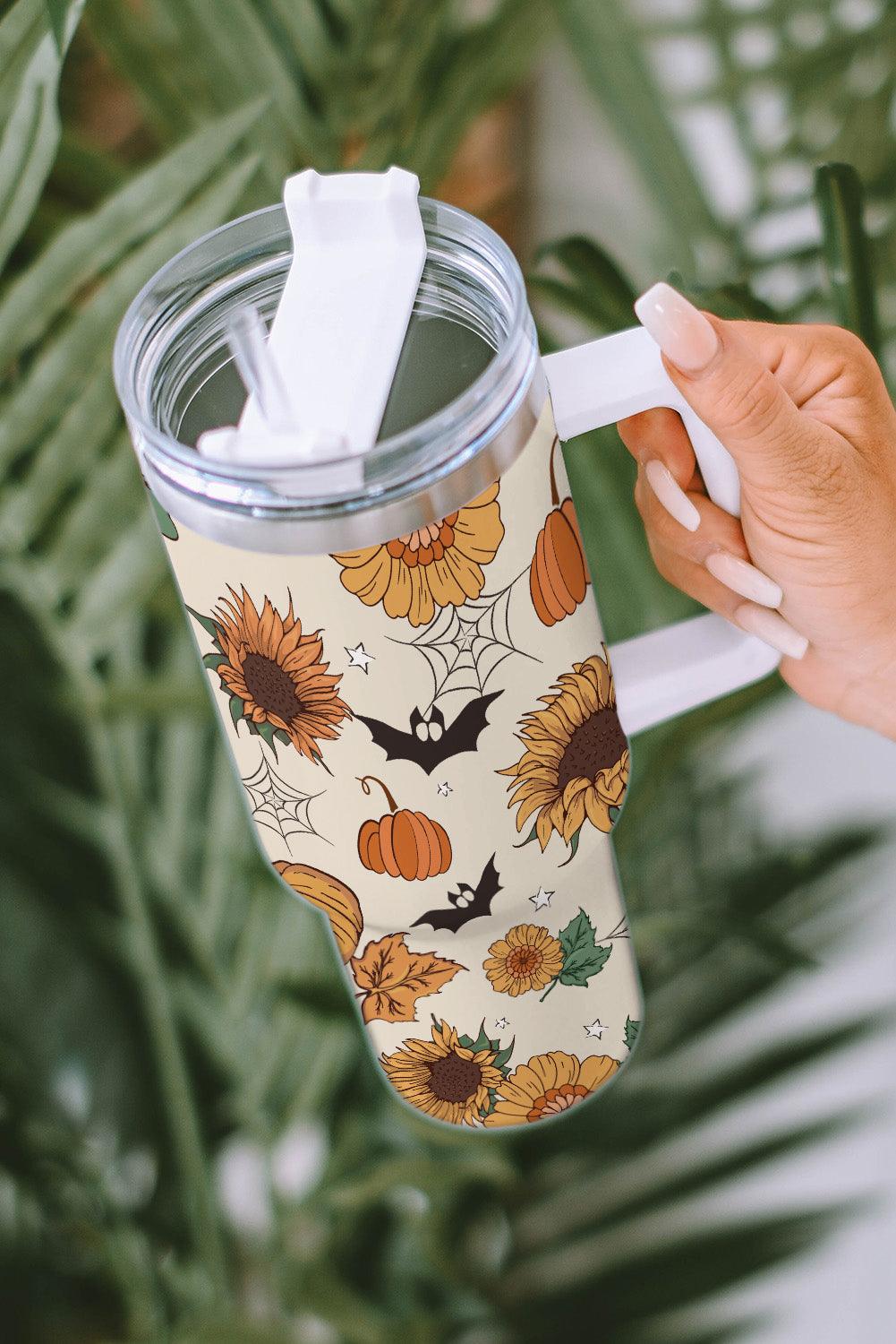 Spooky Bats and Sunflowers Halloween Stainless Steel Cup