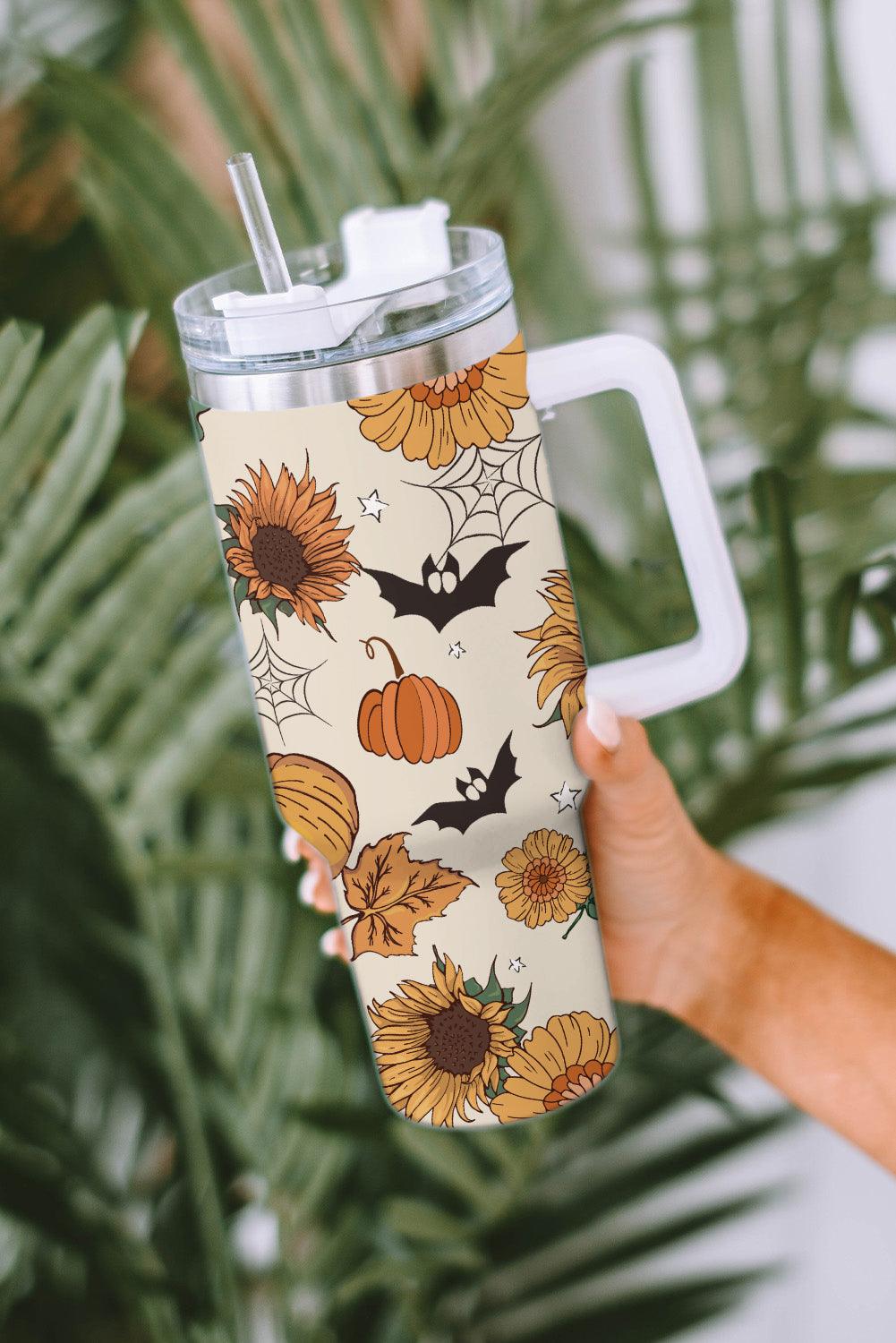 Spooky Bats and Sunflowers Halloween Stainless Steel Cup