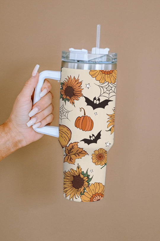 Spooky Bats and Sunflowers Halloween Stainless Steel Cup