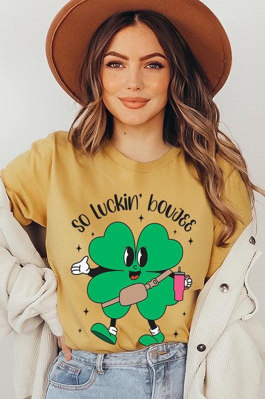 "SO LUCKIN' BOUJEE" Graphic Tee - Klazzi Fashion Boutique