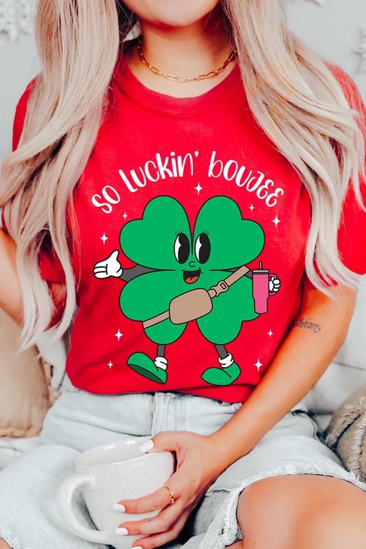 "SO LUCKIN' BOUJEE" Graphic Tee - Klazzi Fashion Boutique