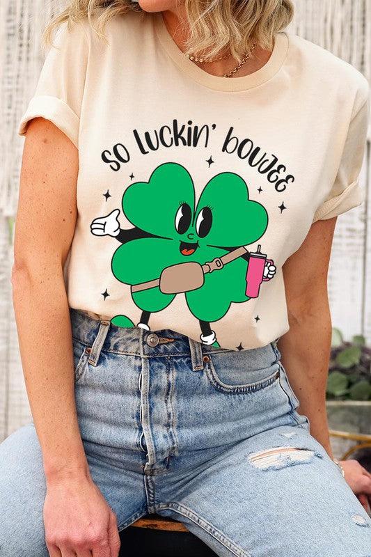 "SO LUCKIN' BOUJEE" Graphic Tee - Klazzi Fashion Boutique