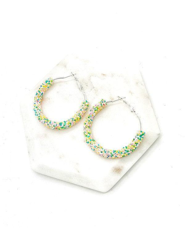 Spring Glitter Hoop Earrings 