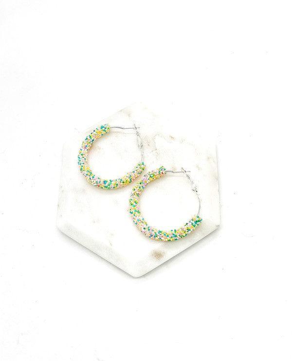 Spring Glitter Hoop Earrings 