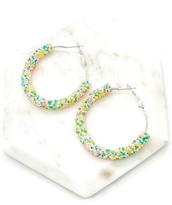 Spring Glitter Hoop Earrings 