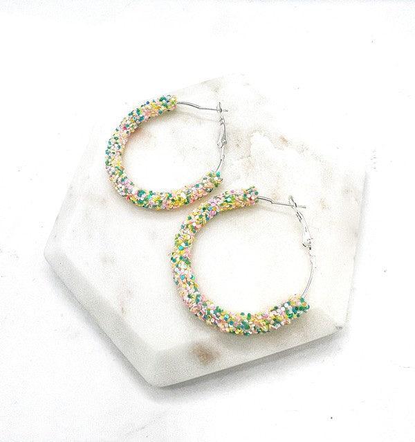 Spring Glitter Hoop Earrings 