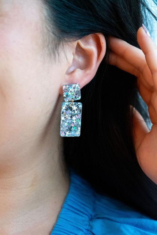 Starry Silve Glitter Earrings - Klazzi Fashion Boutique
