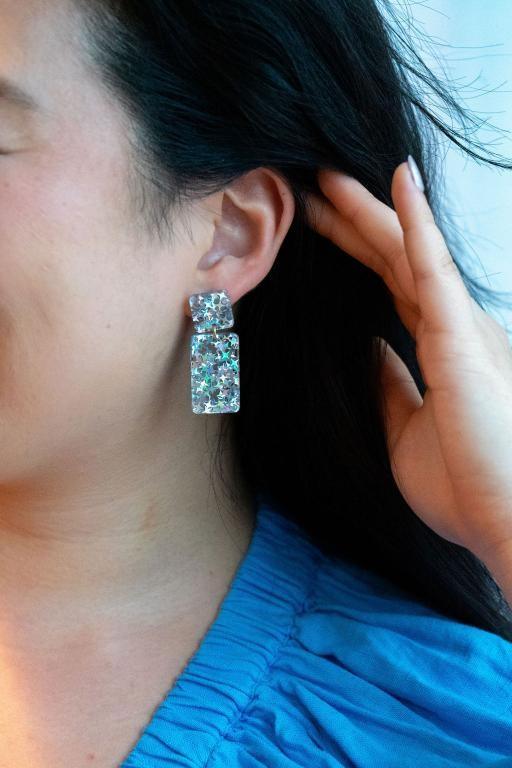 Starry Silve Glitter Earrings - Klazzi Fashion Boutique