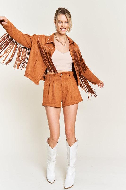  Studded Suede Fringe Jacket