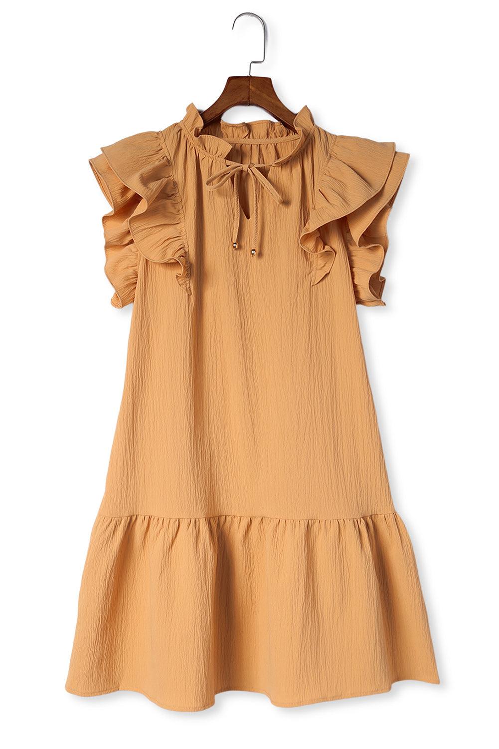 Take Me Out Ruffled Tiered Drawstring Dress - Klazzi Fashion Boutique