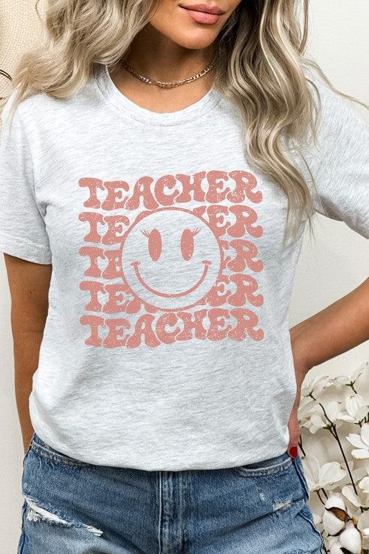 Teacher Lashes Smiley Face Graphic Tee