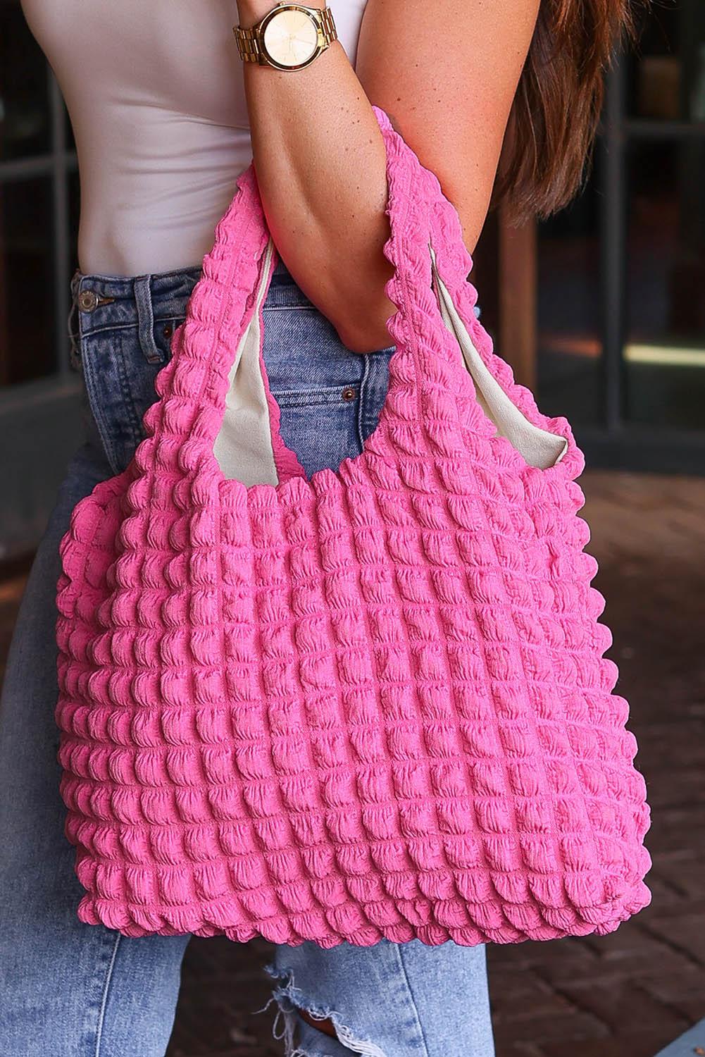 Textured Pleated Bubble Shoulder Bag - Klazzi Fashion Boutique