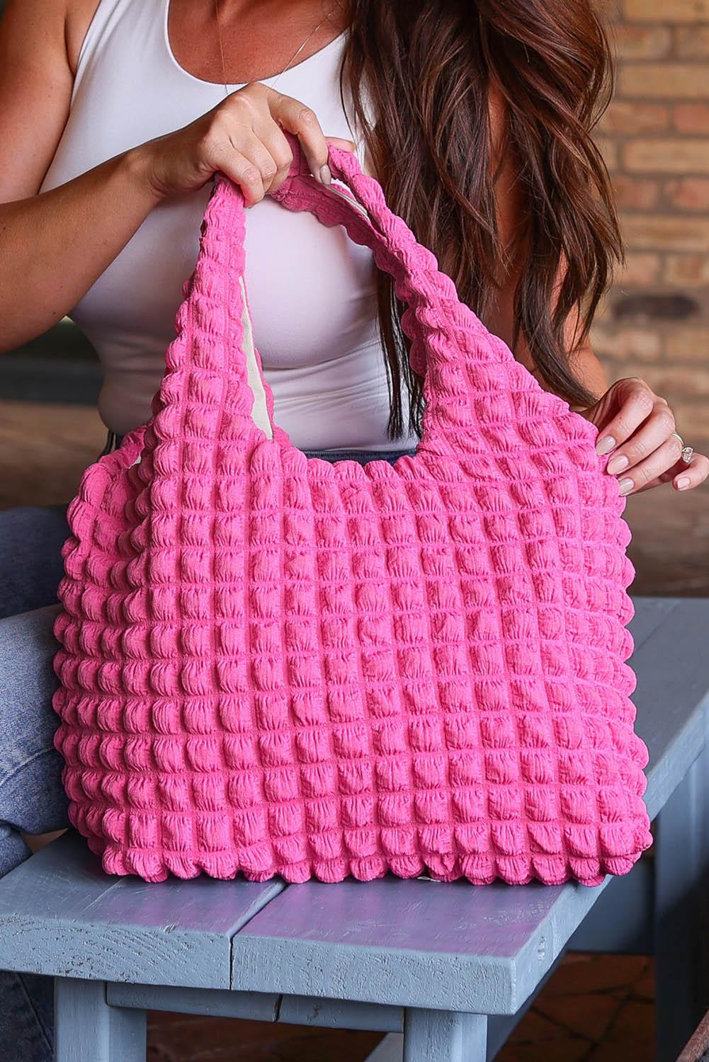 Textured Pleated Bubble Shoulder Bag - Klazzi Fashion Boutique