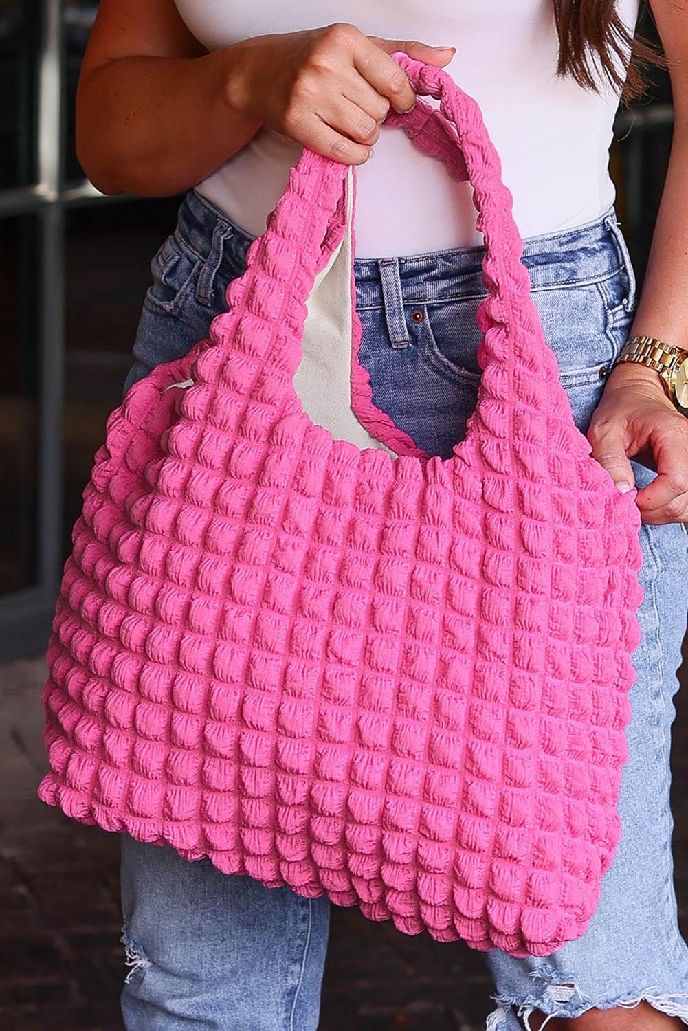 Textured Pleated Bubble Shoulder Bag - Klazzi Fashion Boutique