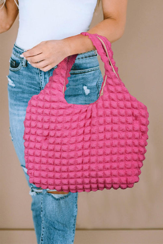 Textured Pleated Bubble Shoulder Bag - Klazzi Fashion Boutique