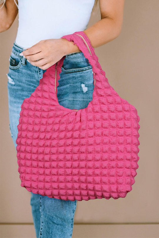 Textured Pleated Bubble Shoulder Bag - Klazzi Fashion Boutique