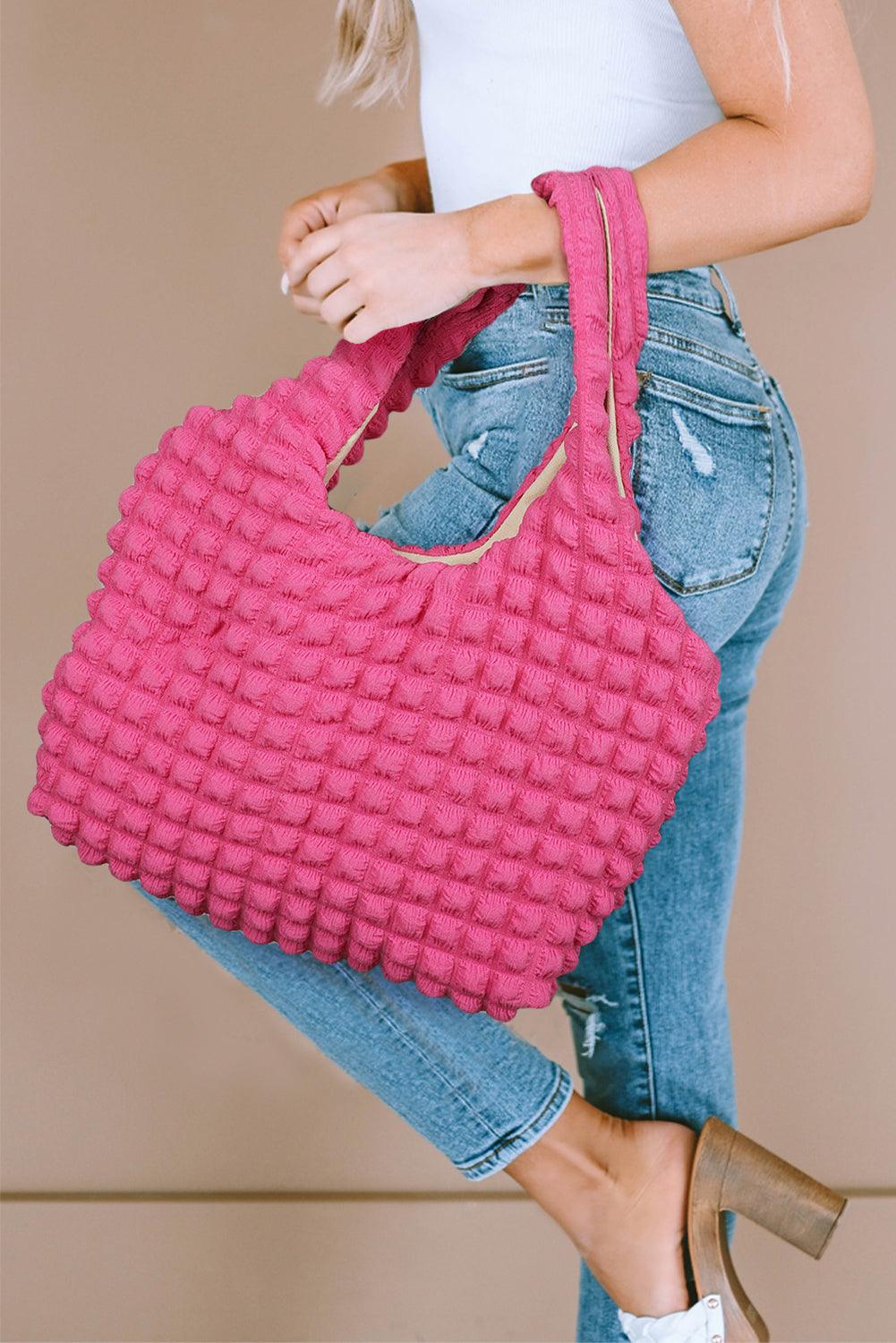 Textured Pleated Bubble Shoulder Bag - Klazzi Fashion Boutique