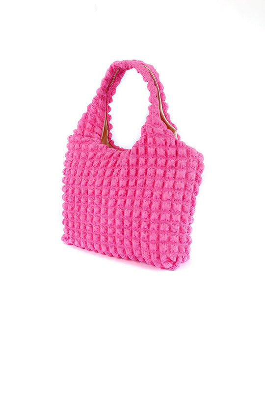 Textured Pleated Bubble Shoulder Bag - Klazzi Fashion Boutique