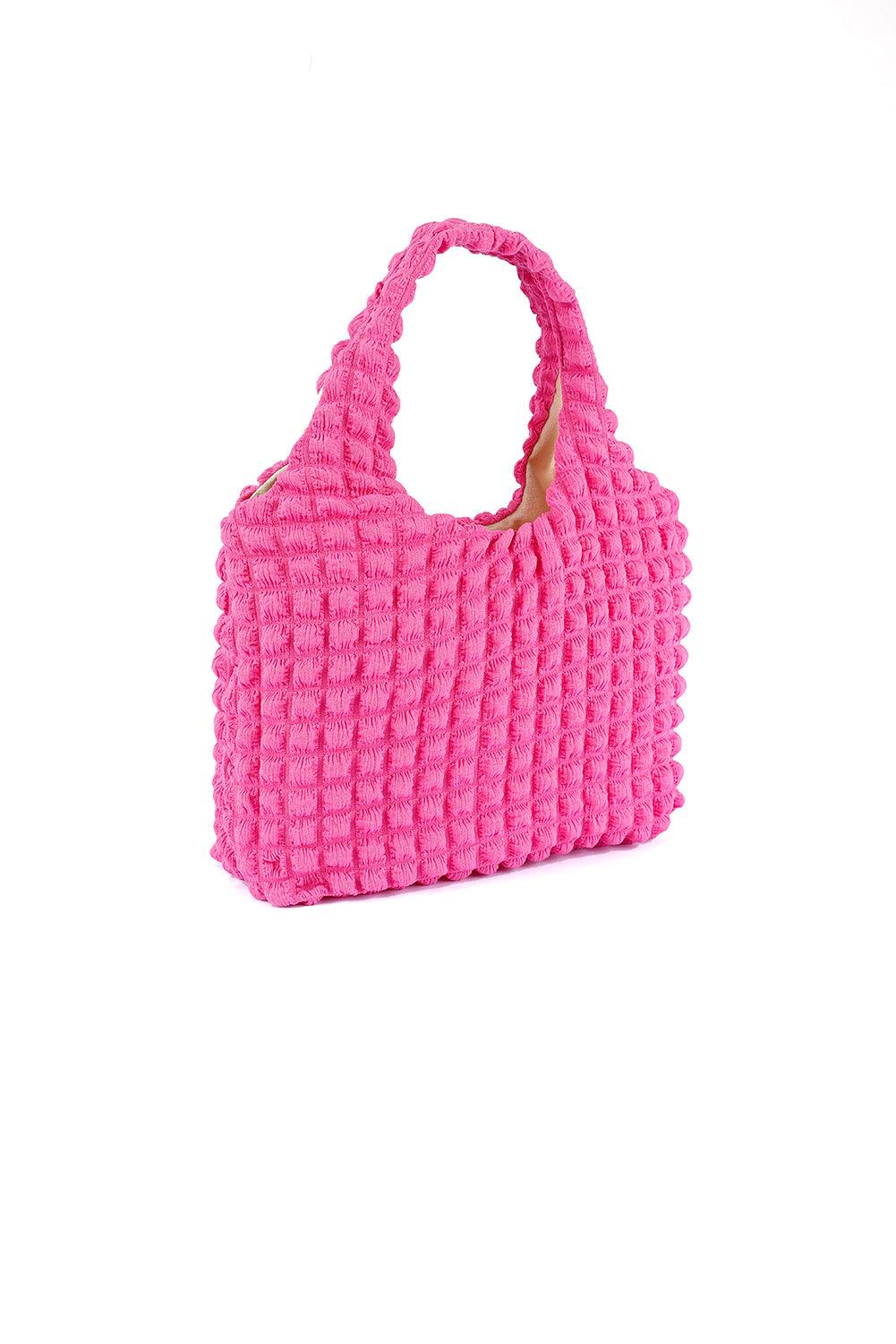 Textured Pleated Bubble Shoulder Bag - Klazzi Fashion Boutique