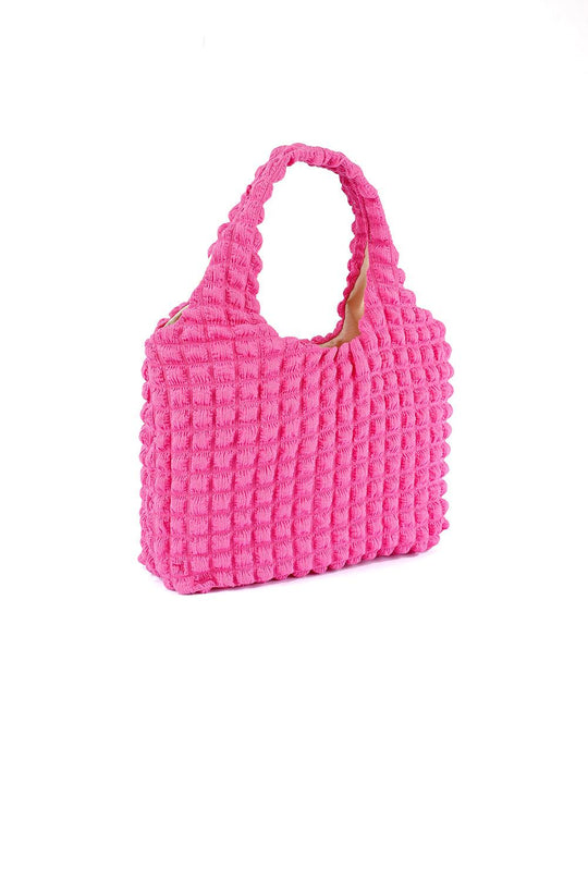 Textured Pleated Bubble Shoulder Bag - Klazzi Fashion Boutique