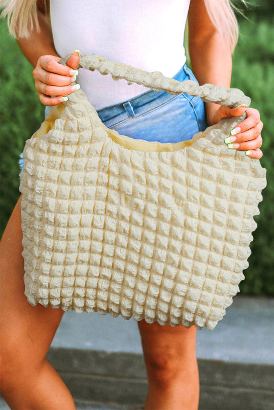 Textured Pleated Bubble Shoulder Bag - Klazzi Fashion Boutique