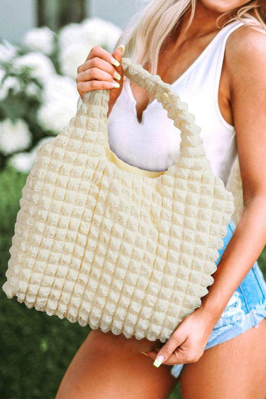 Textured Pleated Bubble Shoulder Bag - Klazzi Fashion Boutique