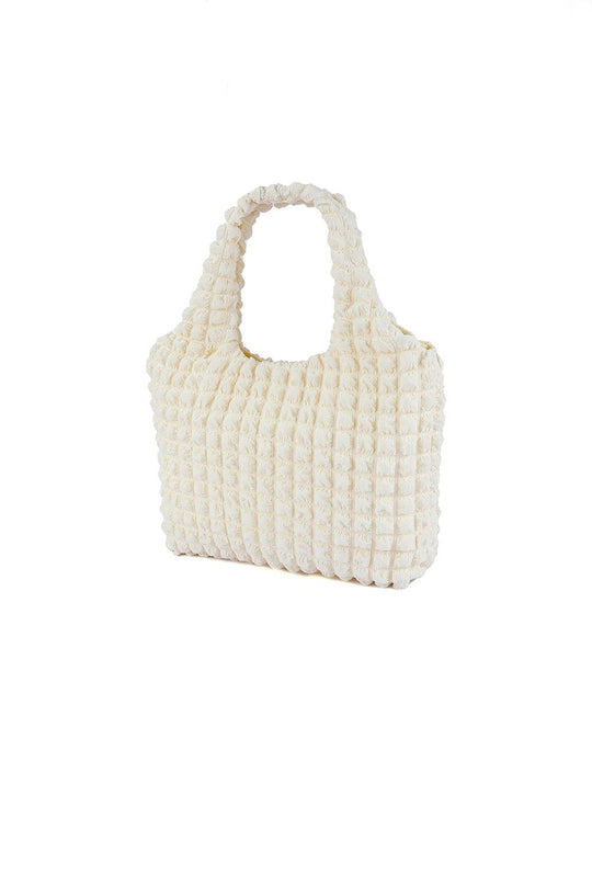 Textured Pleated Bubble Shoulder Bag - Klazzi Fashion Boutique