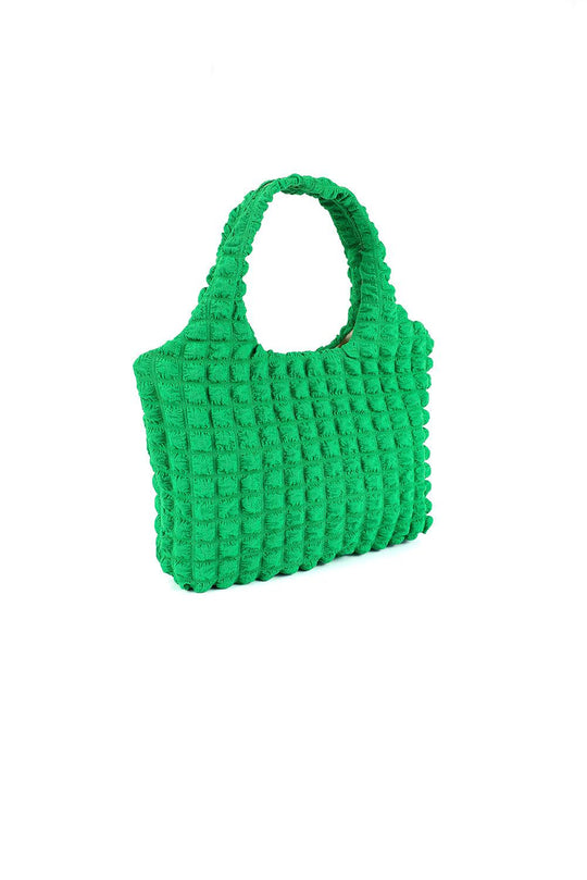 Textured Pleated Bubble Shoulder Bag - Klazzi Fashion Boutique