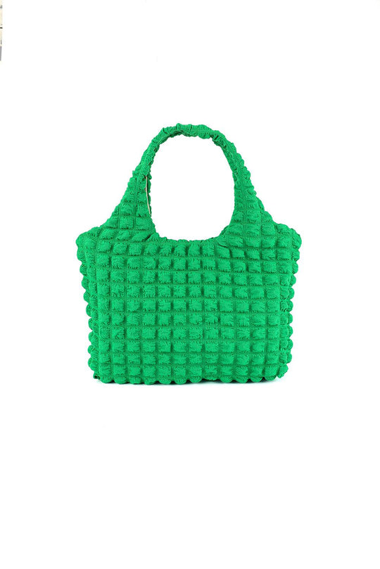 Textured Pleated Bubble Shoulder Bag - Klazzi Fashion Boutique