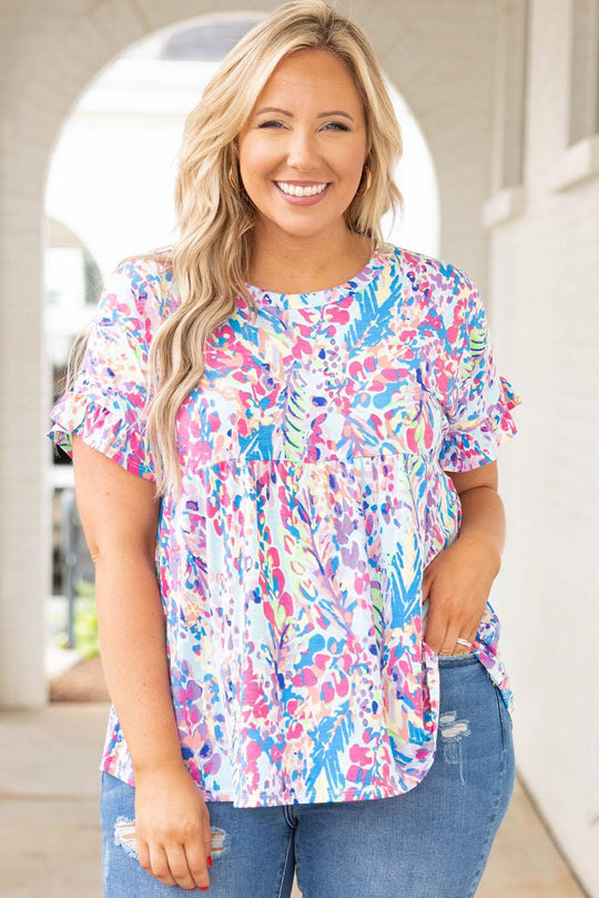 Vibrant Bright Abstract Plus Size Top