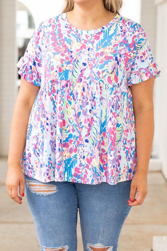 Vibrant Bright Abstract Plus Size Top