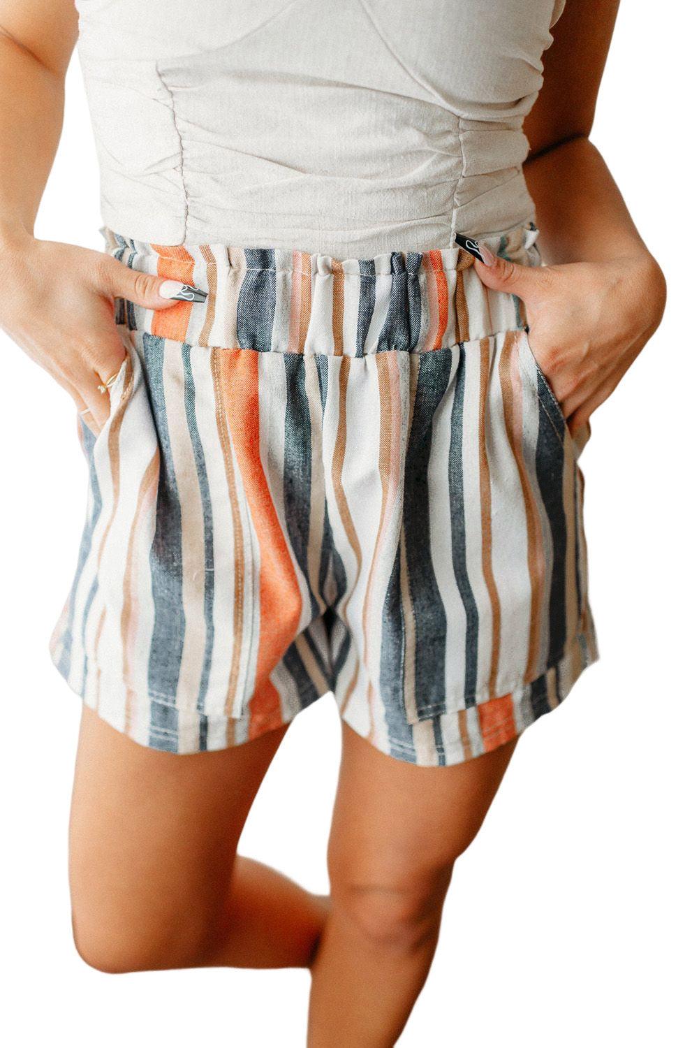 Vintage Navy Stripe Casual Shorts - Klazzi Fashion Boutique