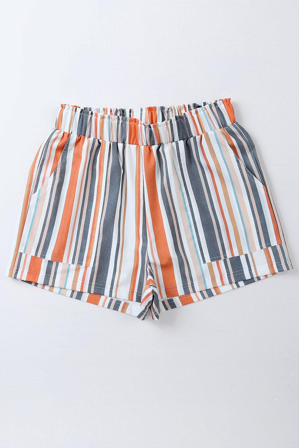  Vintage Navy Stripe Casual Shorts