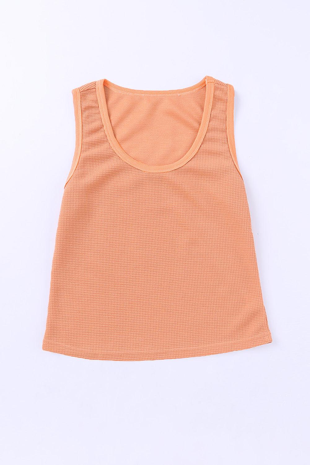 Waffle Plain Knit Tank Top - Klazzi Fashion Boutique