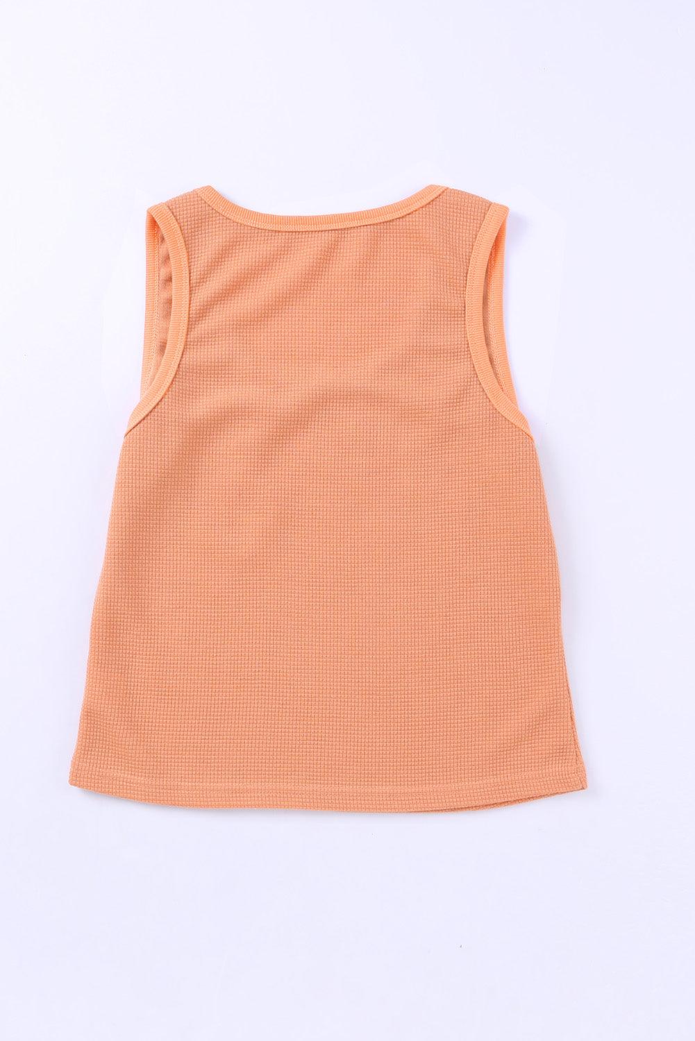 Waffle Plain Knit Tank Top - Klazzi Fashion Boutique