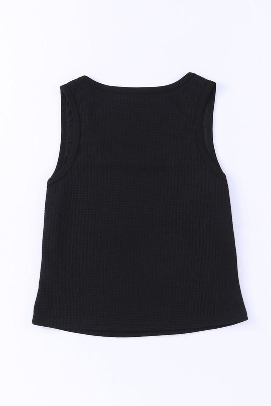 Waffle Plain Knit Tank Top - Klazzi Fashion Boutique