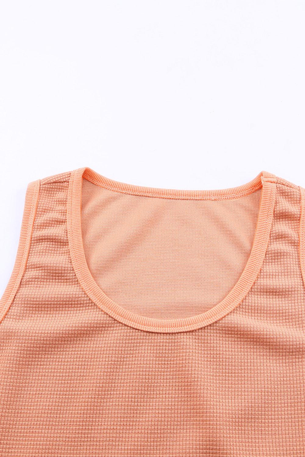 Waffle Plain Knit Tank Top - Klazzi Fashion Boutique