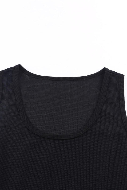 Waffle Plain Knit Tank Top - Klazzi Fashion Boutique