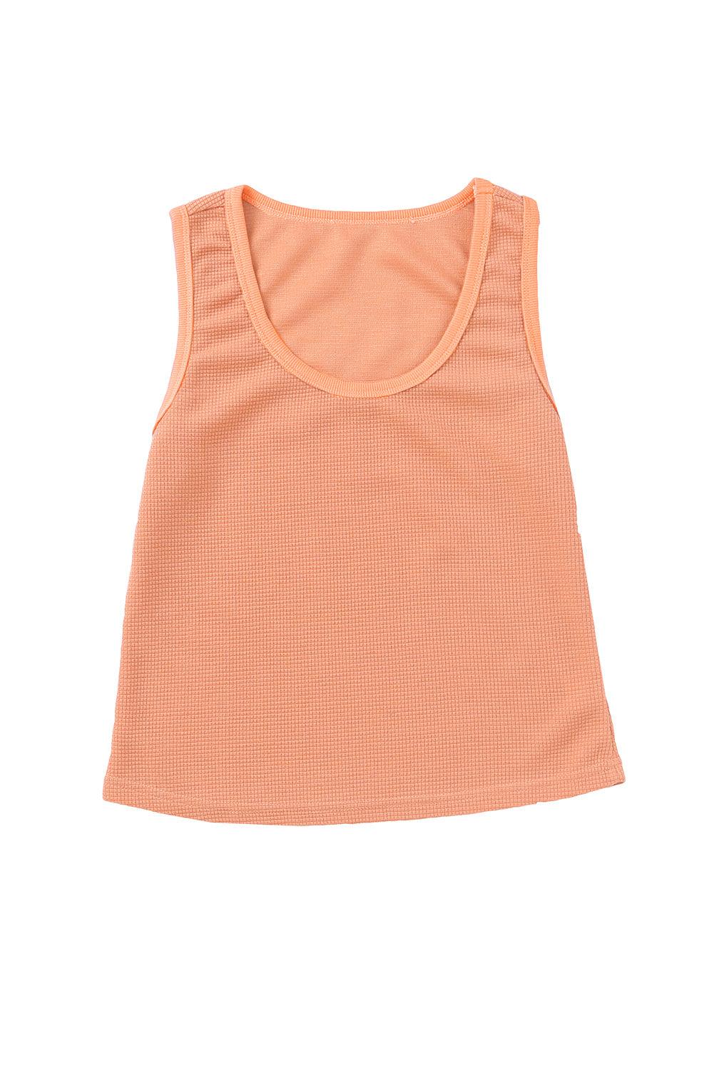 Waffle Plain Knit Tank Top - Klazzi Fashion Boutique