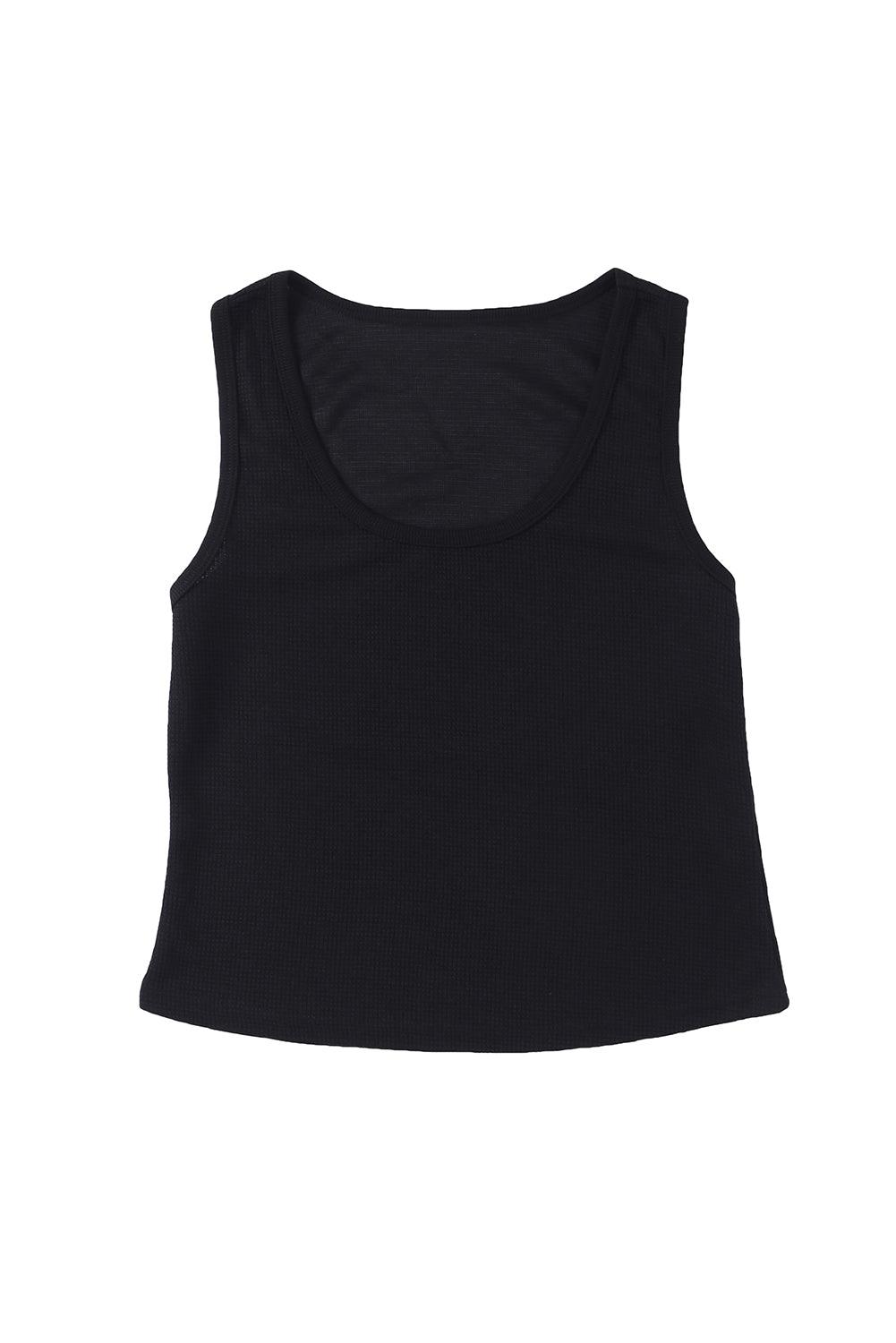 Waffle Plain Knit Tank Top - Klazzi Fashion Boutique