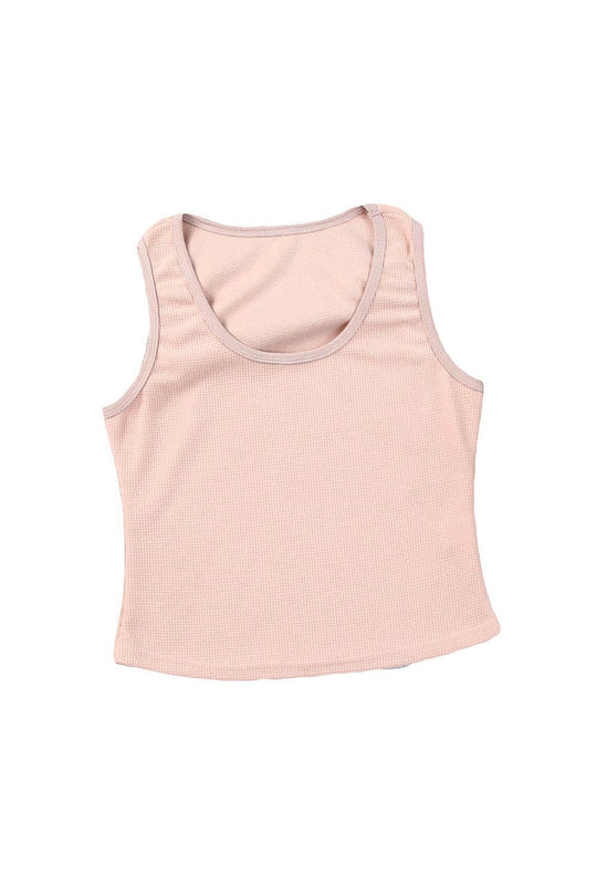 Waffle Plain Knit Tank Top - Klazzi Fashion Boutique