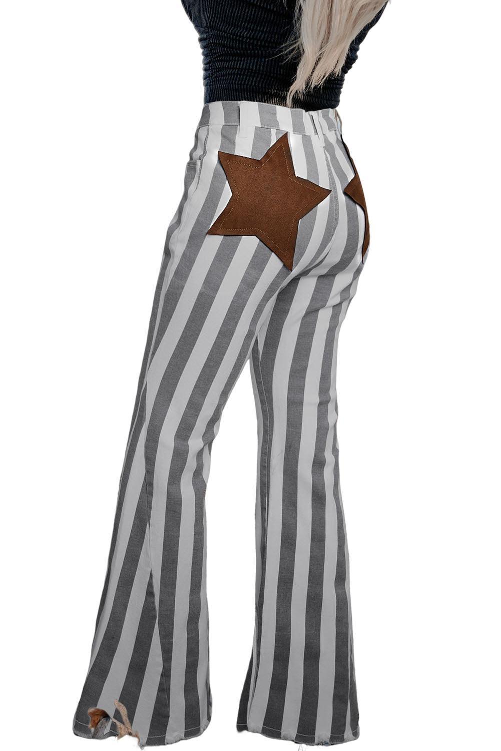 Western Girl Star Stripe Flare Jeans - Klazzi Fashion Boutique