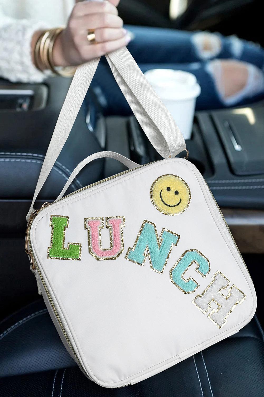 White "LUNCH" Square One Shoulder Bag