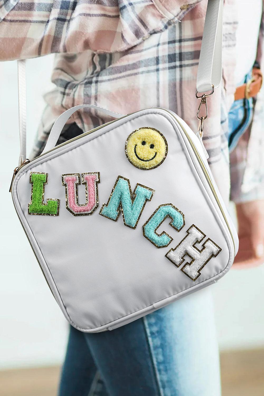 White "LUNCH" Square One Shoulder Bag