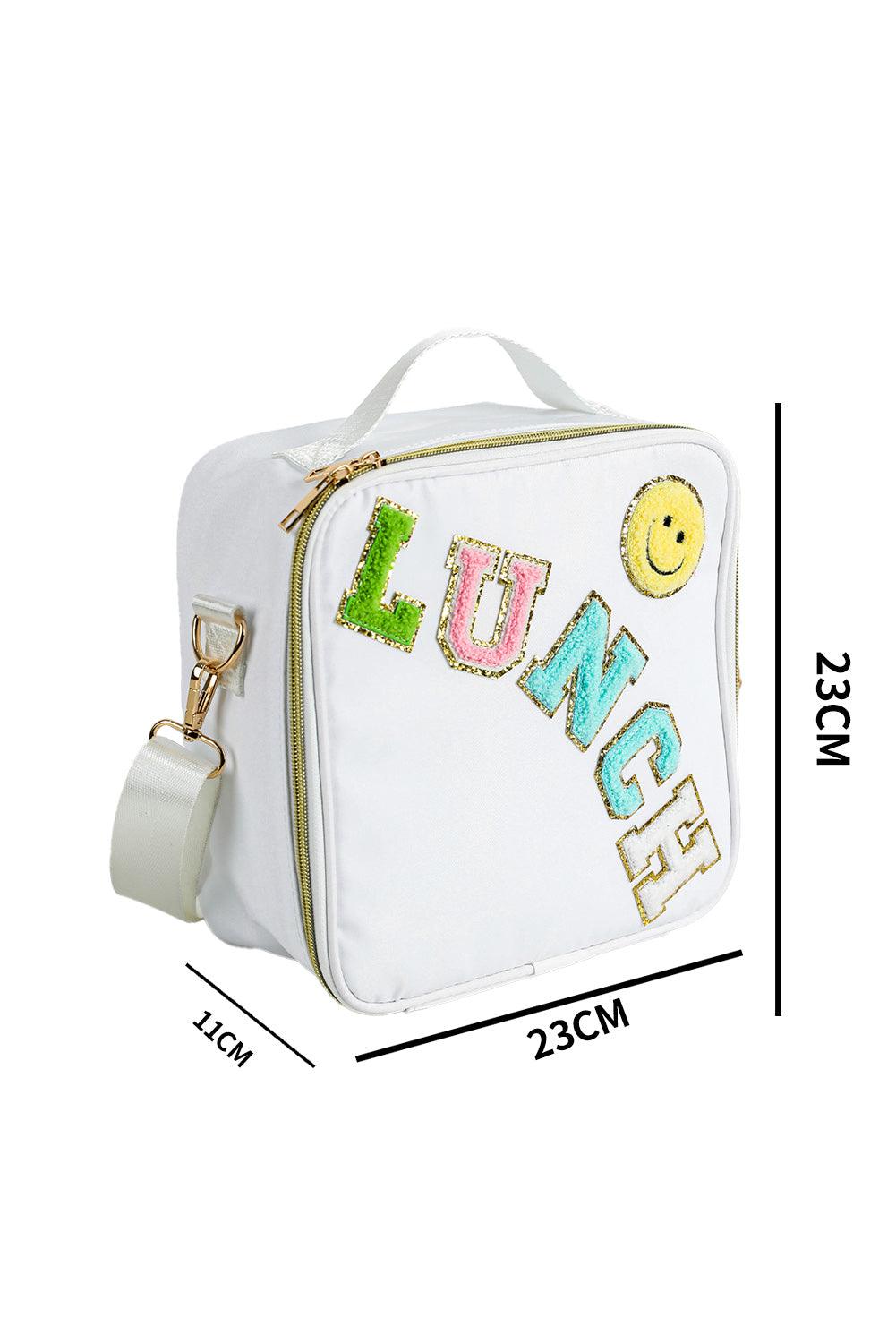 White "LUNCH" Square One Shoulder Bag